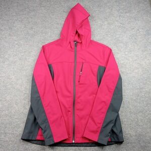 Free Tech Jacket Womens Large 12-14 Magenta Gray Hooded Softshell Fleece Lined